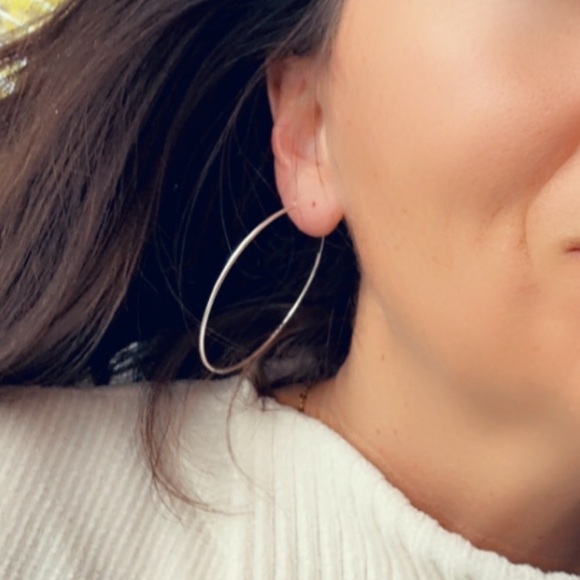 Sterling Silver 50mm Endless Hoop Earrings - Picture 4 of 6